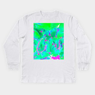 Bright green cactus in pastel abstract Kids Long Sleeve T-Shirt